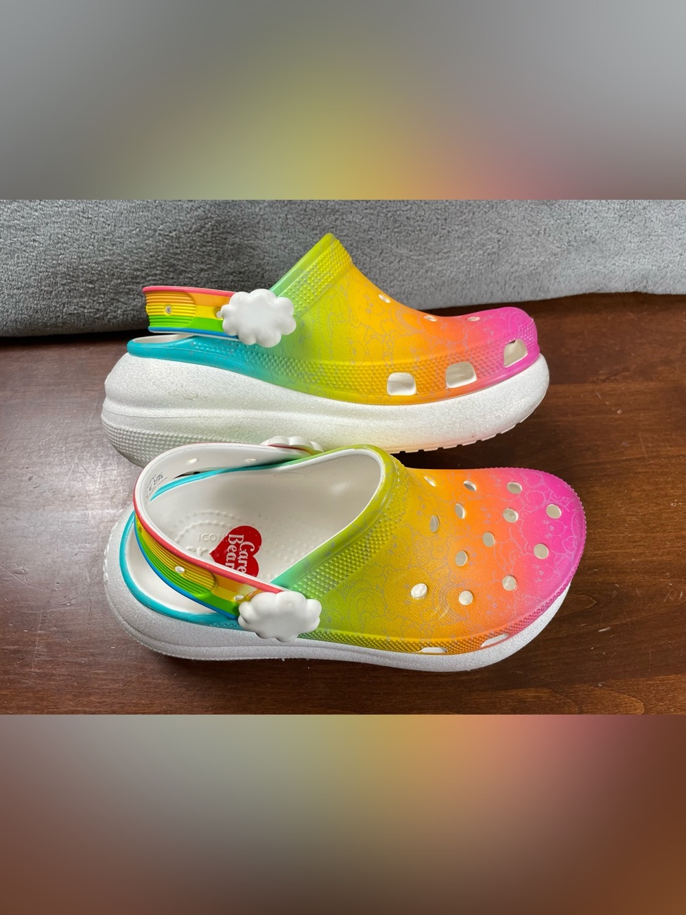 Care Bears Crocs Crush Clog Multicolor Rainbow Women’s Size 6 Taller Style
